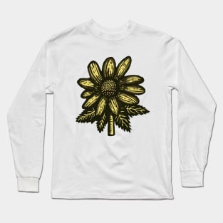 Rudbeckia Hirta woodcut Long Sleeve T-Shirt